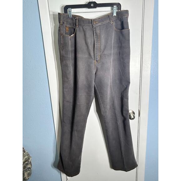 Vintage Braxton Jeans Plus Size 38 Gray High Rise Grunge Embroidered Lion - Picture 1 of 10